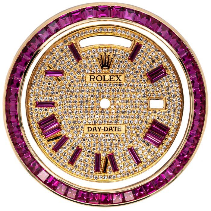 Yellow Gold Ruby Bezel and Diamond Pave - Image 1