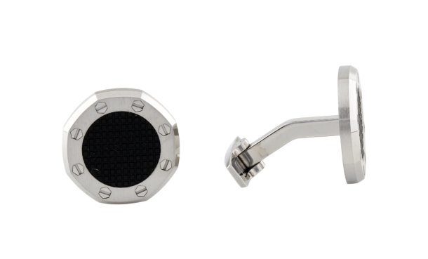 3eEzlpsSSvmfOw9BdMVR Stainless Steel Black Cuff Links - Image 1