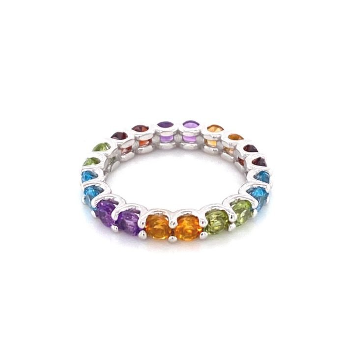 media.nlid10018c7914678hfDlRlM1oXzCEx6TP6Qaa_6pTNtt0X45-qbIJ3IGLihh0paqg White Gold Multi Colored Band - Image 1