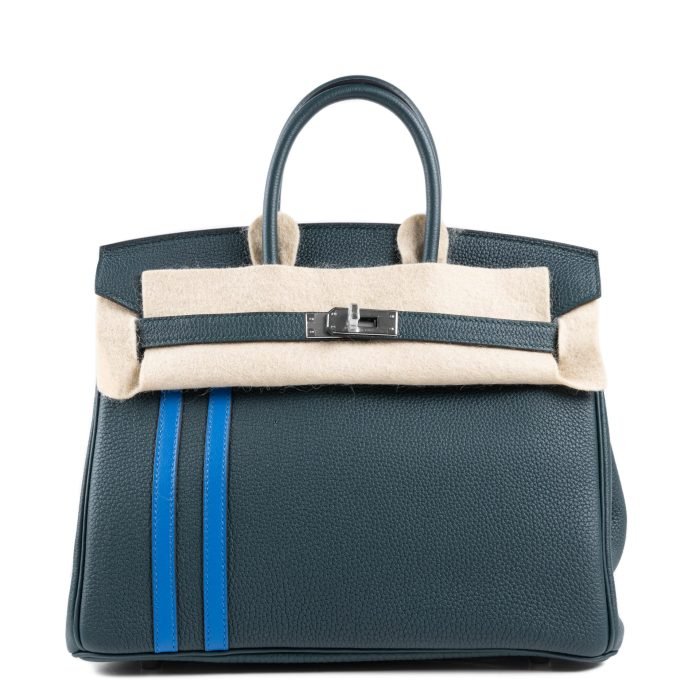 media.nlid20838c7914678hQ1H2nyj7EirBUSSl-jfSFJWixT7f4WWjYTYjAxxF2iHq5G2p Hermes Handbags Birkin 25 Officier Vert Cypress Bleu Zellige Togo Palladium Hardware - Image 1