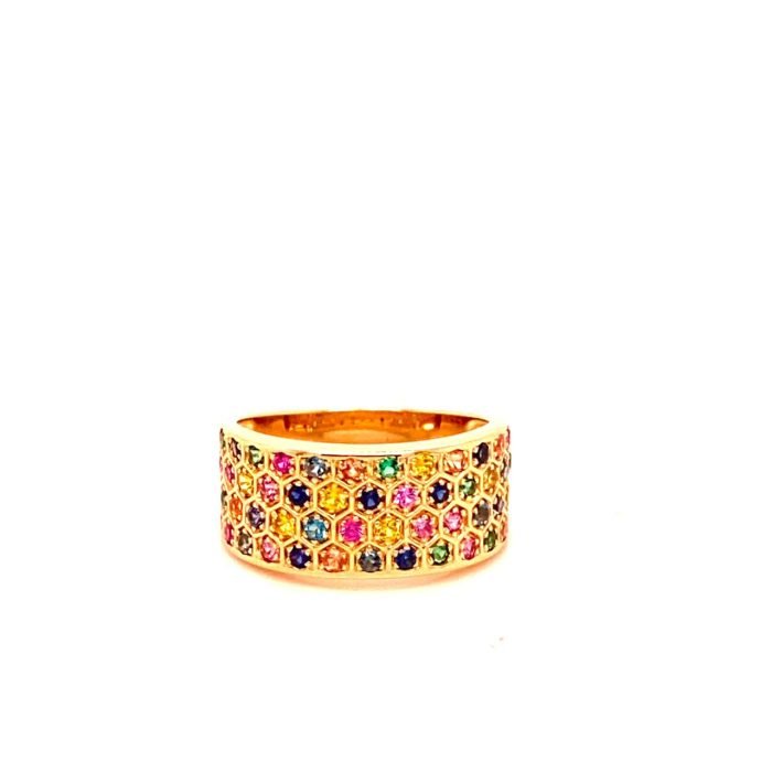 Multi Colored Honey Comb Ring - Image 1