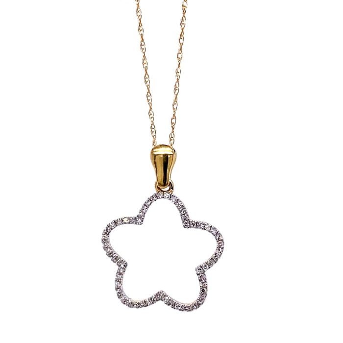 Diamond Flower Pendant Necklace - Image 1