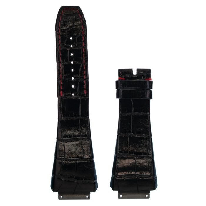Richard Mille RM Black Leather Red Lining Strap - Image 1