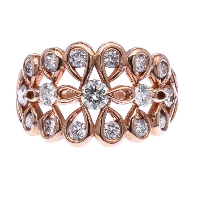 Rose gold diamond ring - Image 1