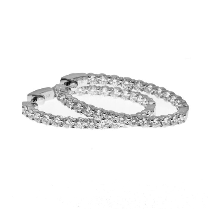 Platinum Jewelry Diamond Hoop Earrings - Image 1
