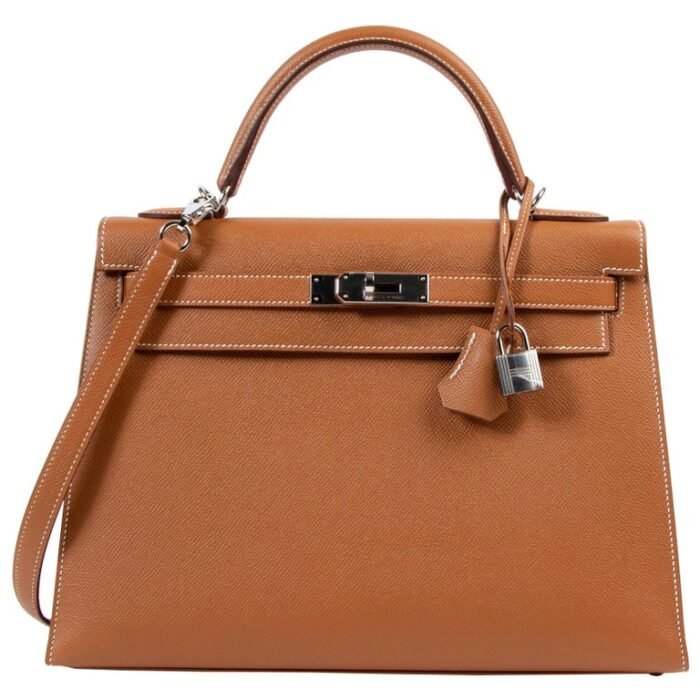 Hermes Handbags Kelly 28 Gold Epsom Sellier Palladium Hardware - Image 1