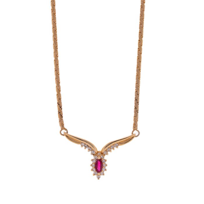 Yellow Gold Ruby Necklace - Image 1