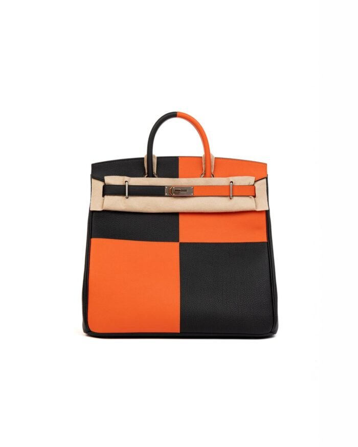 Hermes Handbags Birkin 40 Hac Casaque Black and Orange Togo Palladium Hardware - Image 1