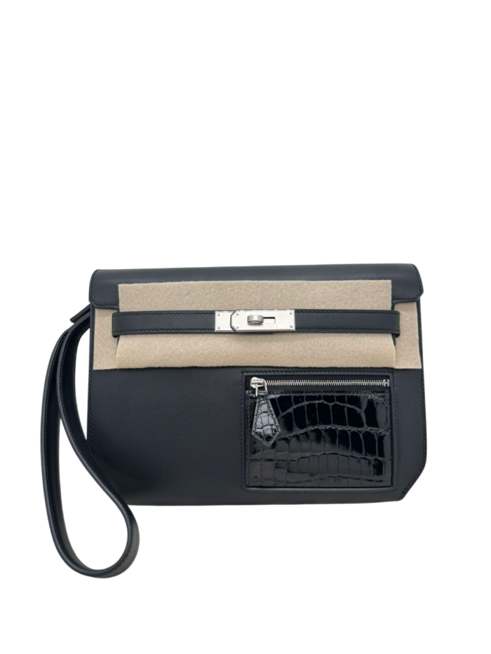 Hermes Handbags Depeche 25 Black Colormatic Crocodile Palladium Hardware - Image 1