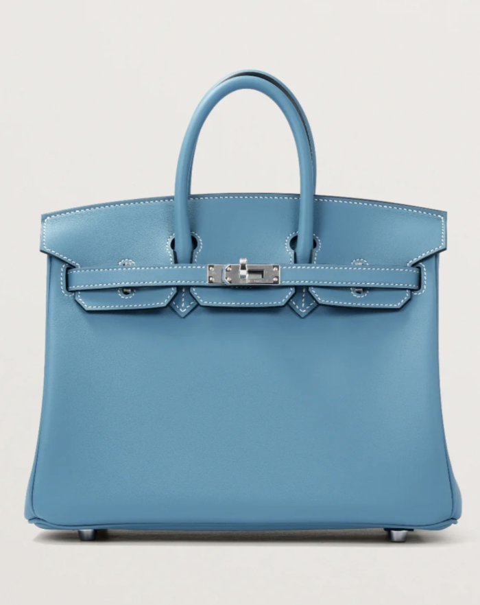 Hermes Handbags Birkin 25 Blue Jean Swift Palladium Hardware - Image 1