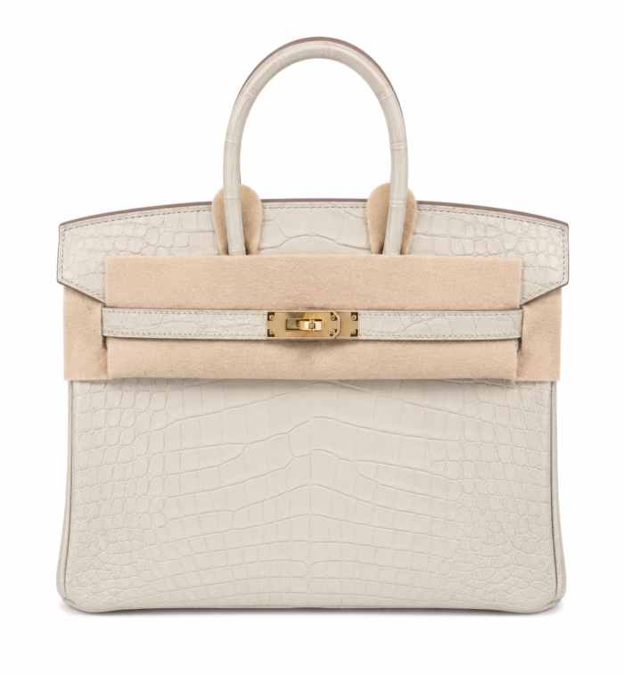 Hermes Handbags Birkin 25 Beton Matte Alligato Gold Hardware - Image 1